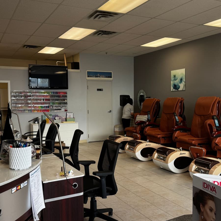 Front desk and pedicure area inside Great Nails