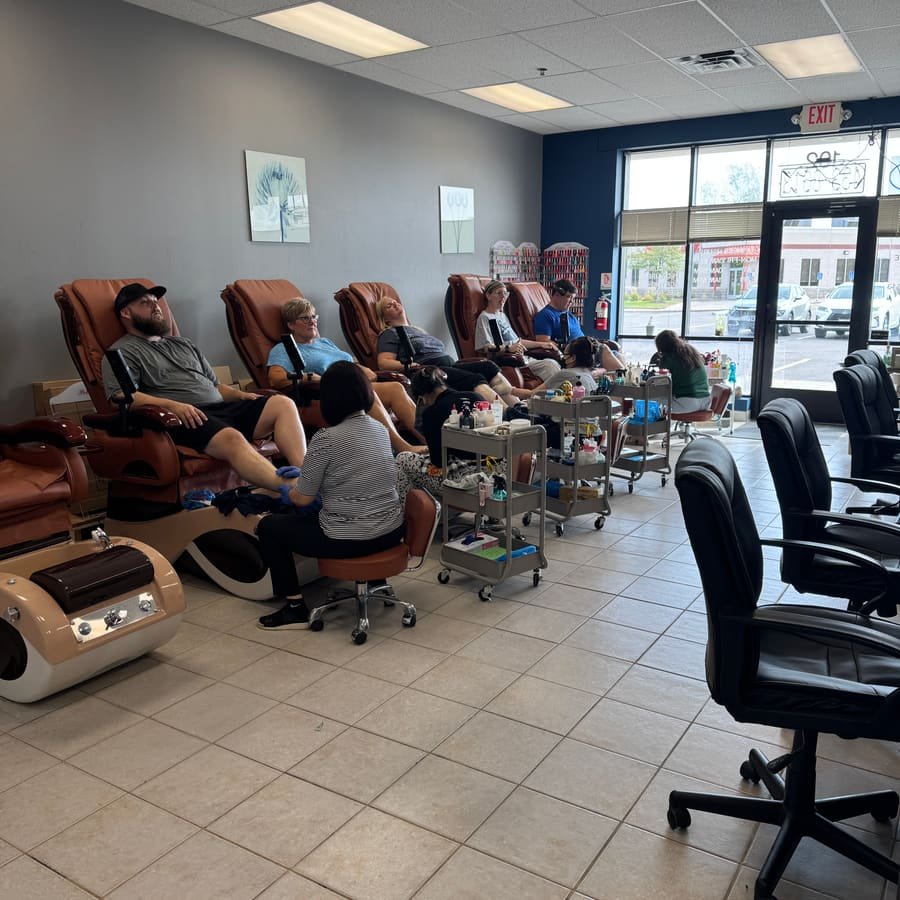 Clients relaxing during pedicures at Great Nails in Coon Rapids