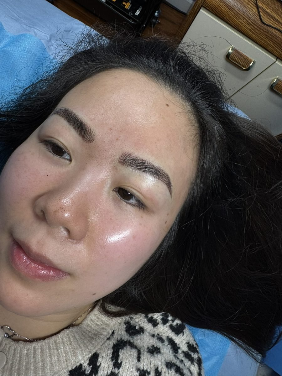 Close-up of nano hairstroke brows